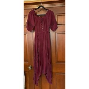 FATE PEASANT BOHO STYLE ASYMMETRICAL LAYERED ON/OFF SHOULDER LONG DRESS